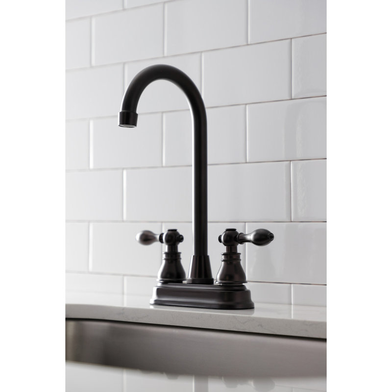 Kingston Brass American Classic Two-Handle 2-Hole Deck Mount Bar Faucet, Oil Rubbed Bronze
