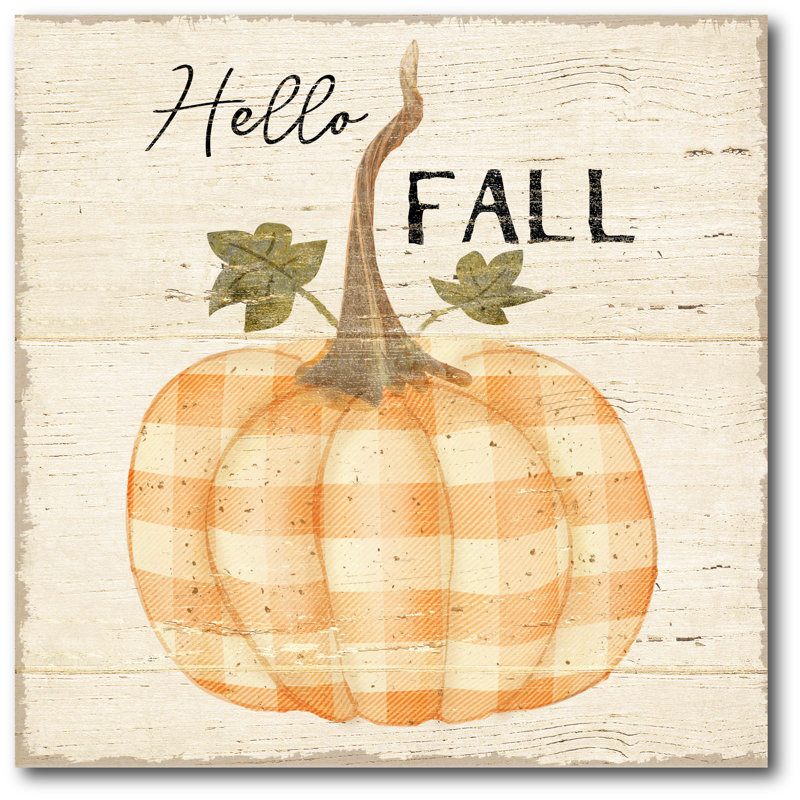 Reproduction d’art sur toile enveloppée de citrouille « Hello Fall », H 24 po x l 24 po x 1,5 po