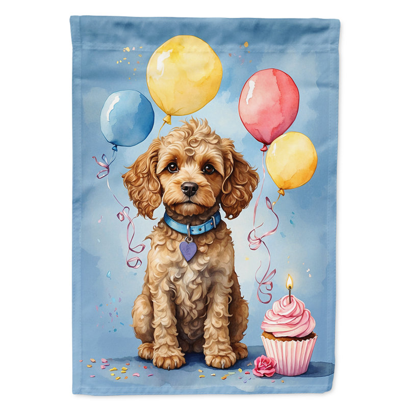 Drapeau de jardin «Happy Birthday», Cockapoo