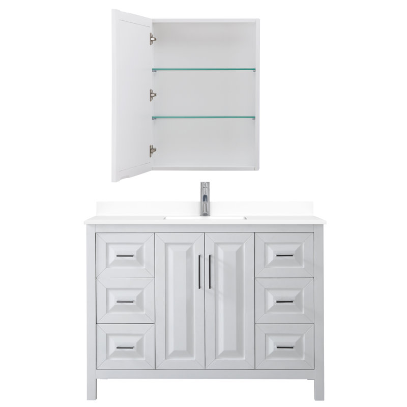 Daria 48'' W Single Vanity, Polished Chrome, White Cultured Marble, White