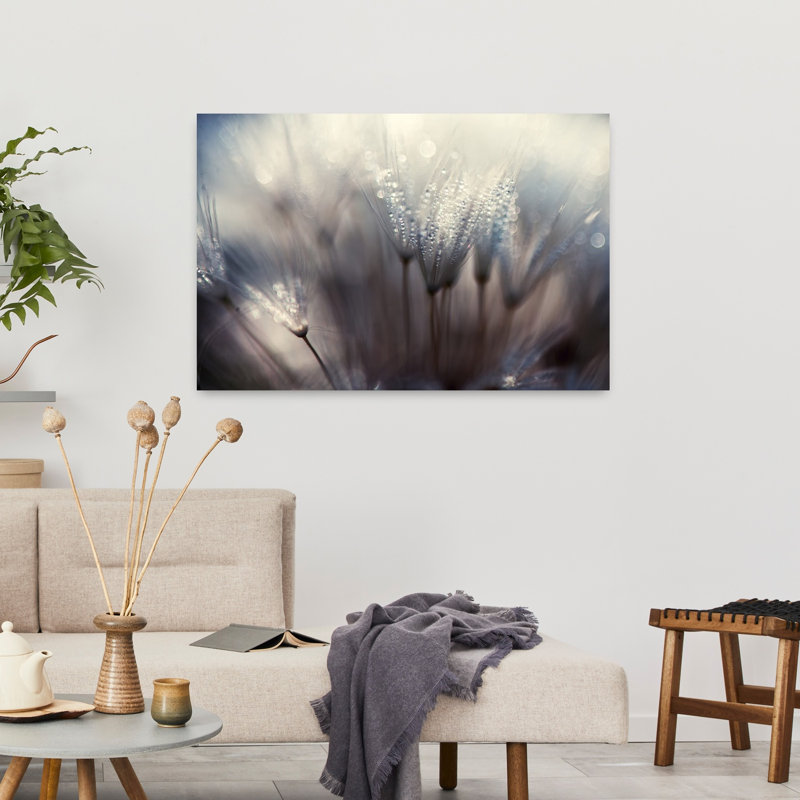 Art contemporain abstrait délicat pissenlit fleuri, H 36 po x l 24 po