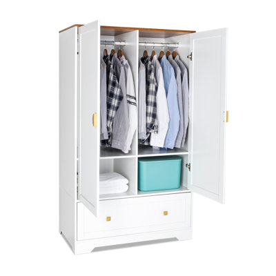 White Wardrobe 2 Doors 1 Drawer