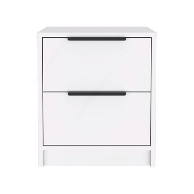 Table de chevet moderne H 19 po, deux tiroirs, blanc