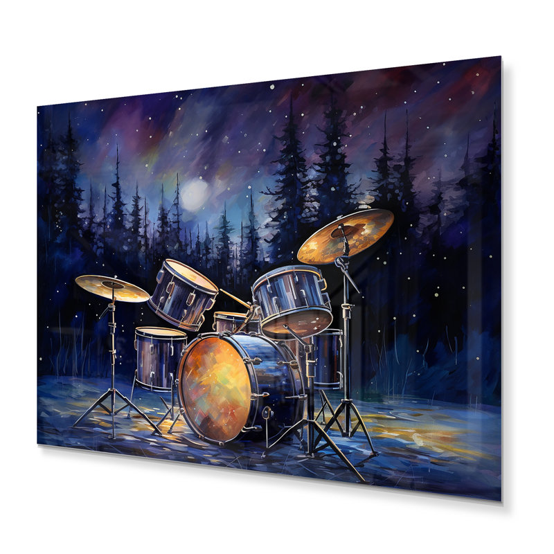 «Music Drums In Winter» sur métal, H 30 po x l 40 po x P 1,5 po