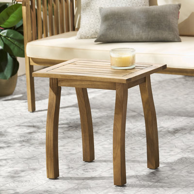 Table de bout rectangulaire en bois d'acacia teinté naturel, table de bout rectangulaire résistante aux intempéries pour le patio, le jardin, la pelouse et le salon (teint naturel)