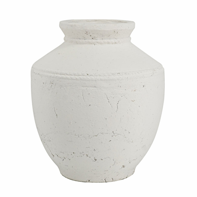 Vase rond en terre cuite au fini blanc naturel, durable et polyvalent pour la décoration intérieure et les arrangements floraux