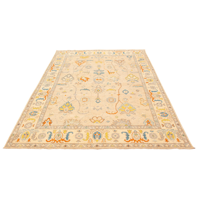 Tapis brun clair moderne Oushak Gungnir 8 pi 10 po x 12 pi 0 po
