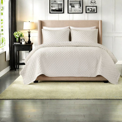 Ensemble de literie en velours Queen, couvre-lit matelassé blanc pour maison moderne