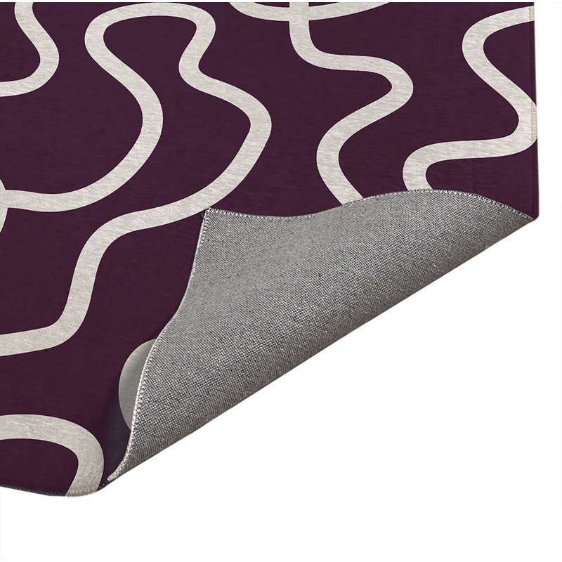 Tapis de cuisine Squig, Rectangle 5' x 7', Eggplant Striped