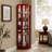 6 Shelf Lighted Corner Cabinet With Adjustable Tempered Glass Shelves And Mirror Back-1965706754