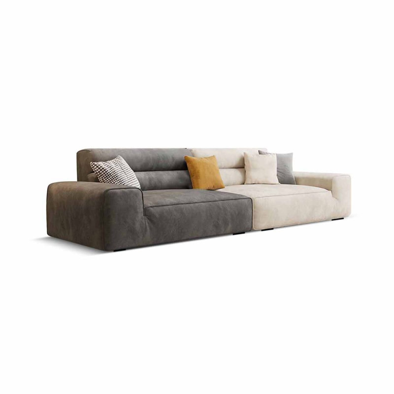 Coussin modulaire gris et blanc 100% polyester, H 29,53 po x l 110,24 po x P 39,37 po, 4