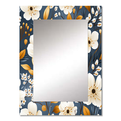 Watercolor Whimsy White Serenaded Gardens - Floral Mirror Wall Decor
