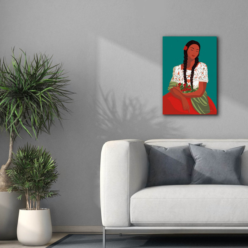 «Mexicain femme 1» par Omar Escalante, art mural sur toile, H 26 po x l 18 po