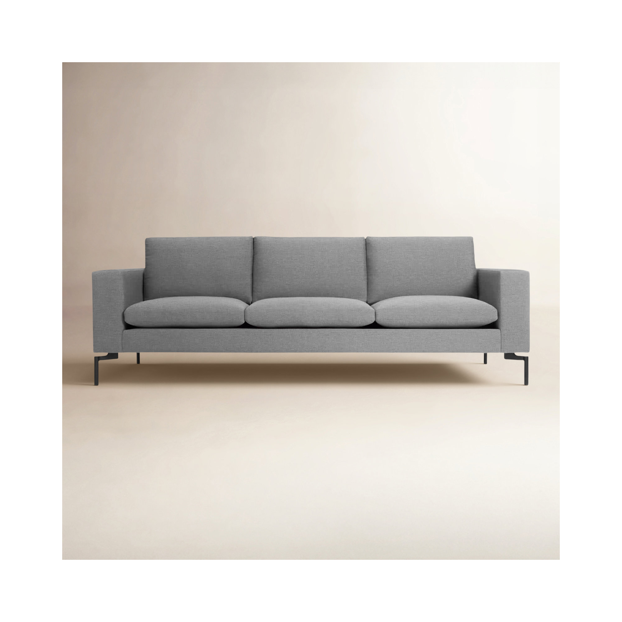 New Standard Upholstered Sofa, Spitzer Gray 100% Polyester, Black, 32" H x 92" W x 35" D