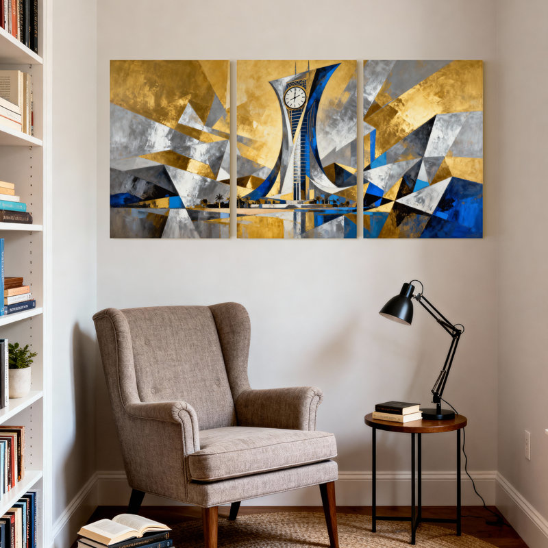 Cités et pays, ensemble de 3 impressions sur toile, H 24 po x l 48 po
