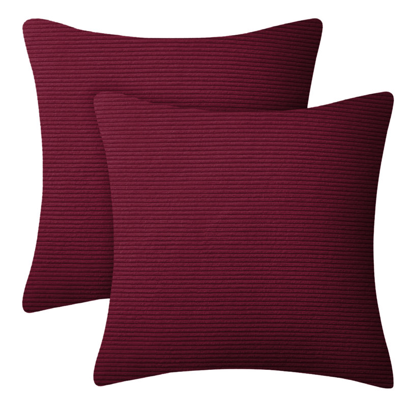 Striped Crushed Velvet Cushion Cover (Set Of 2) , Red