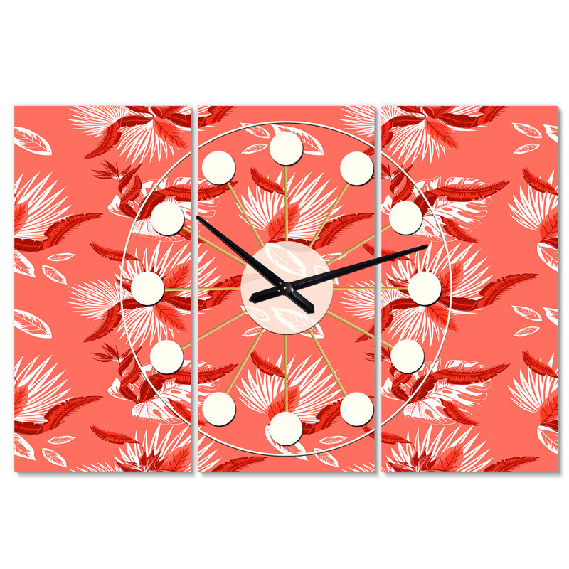 Horloge murale surdimensionnée oiseau paradise Mid-Century