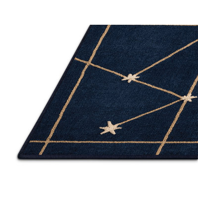 Machine Washable Space Blue Area Rug