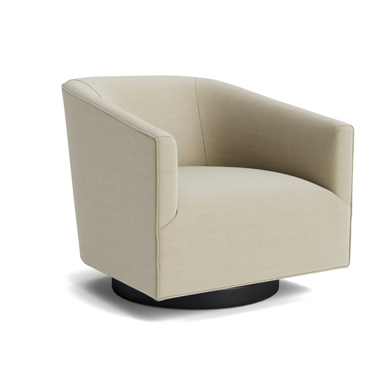 Cooper Full Swivel Chair, Performance Linen - Flax, Black