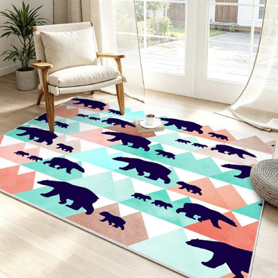 Tapis transparent transparent lavable à la machine avec l'ours polaire