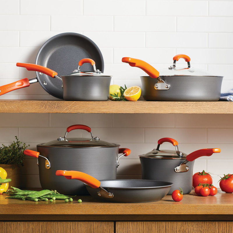 Rachael Ray Gray 10-Piece Nonstick Aluminum Cookware Set