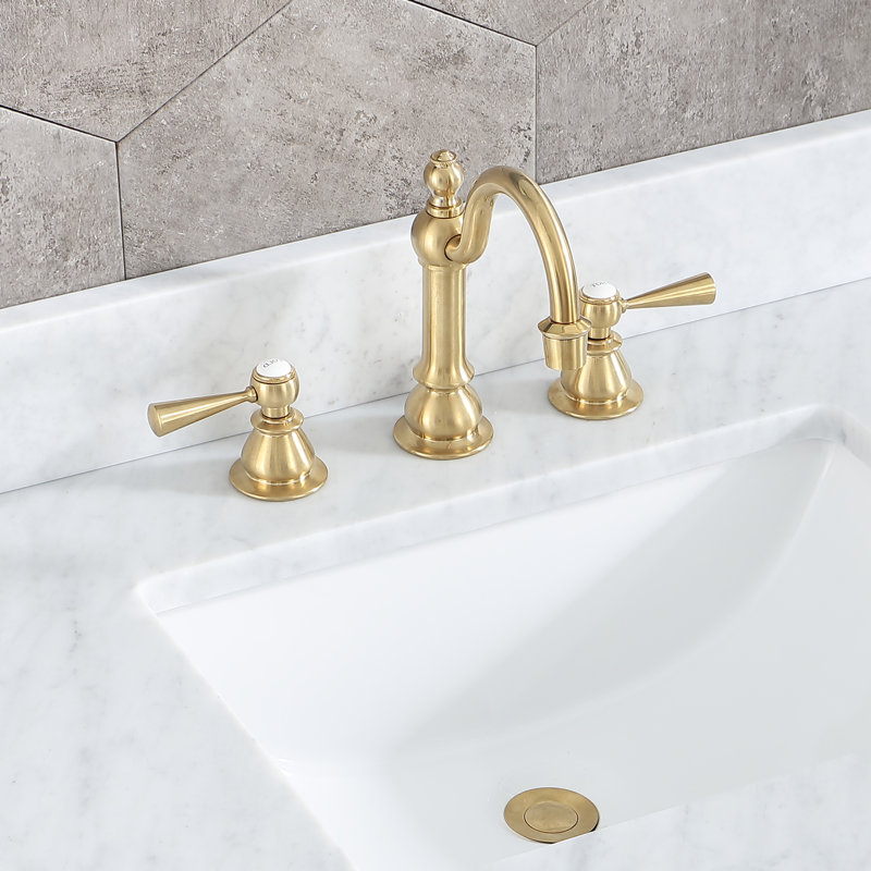 2-handle Bathroom Faucet with Drain Assembly, T-Lever, Satin Brass