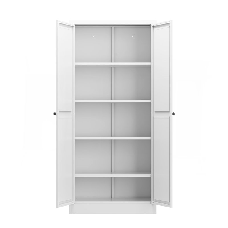 Rangement réglable pour garde-manger de 61 po en métal blanc de 61 po avec 4 tablettes (capacité de 110 lb), organisateur de garde-manger autoportant robuste pour la cuisine, le garde-manger et le salon