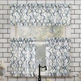 Maree Geometric Semi-Sheer Rod Pocket Kitchen Curtain Valance and Tiers Set