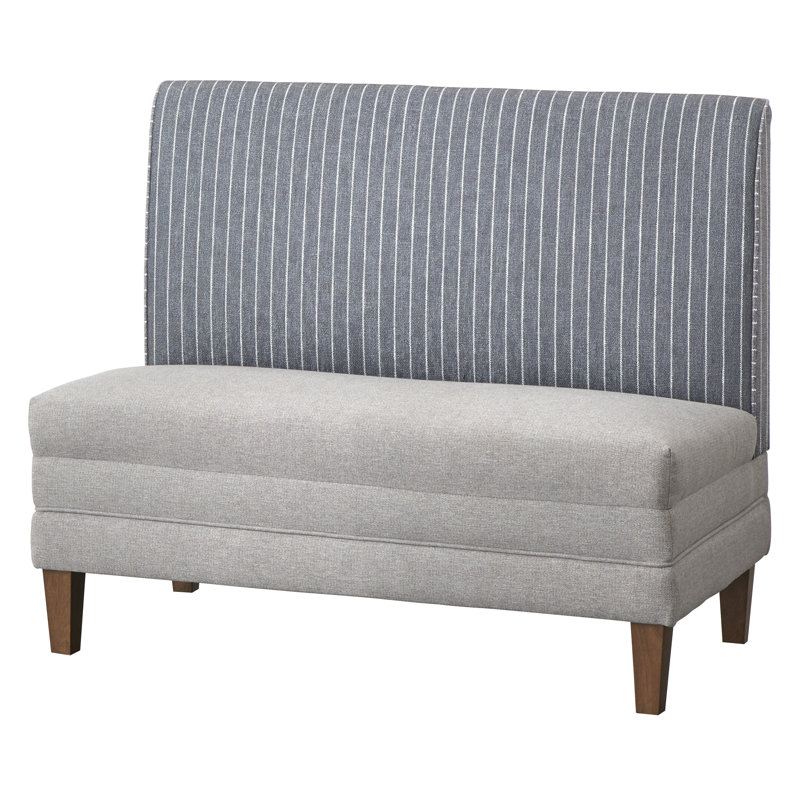 Carissia 3 Piece Bench, Light Blue Stripe/Gray Polyester Blend