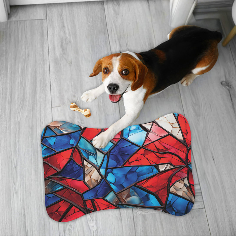 Tapis rouge, blanc, bleu et verre - 1 pièce, Moyen (18 po)
