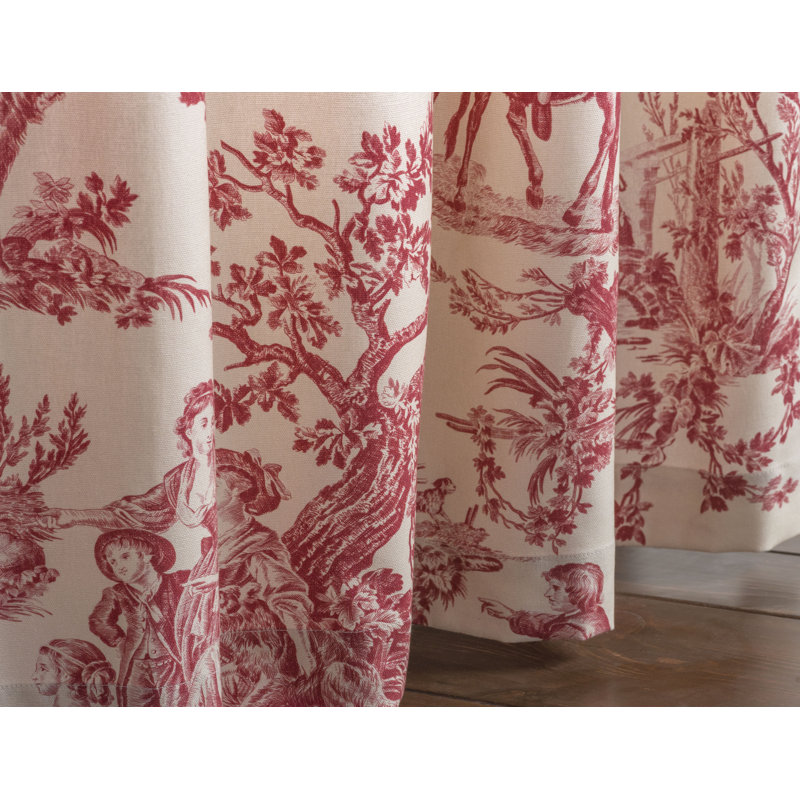 Panneau de rideau simple semi-diaphane avec passe-tringle 100% coton, L 50 po x L 96 po, Rouge