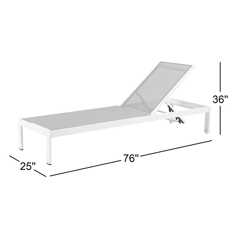Chaise longue simple inclinable 76 po Aynura, Gris / Noir