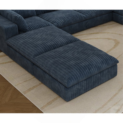 Cloud Sofa,Corduroy Fabric,Deep Seat Couches,Double-Layer Design,Removable  Cushion,No Assembly, DIY Combination For Living Room, Bedroom,Conference Room ,Apartment,Blue