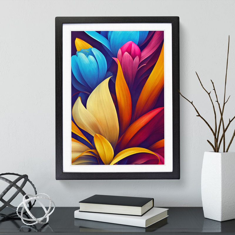 Colourful Flowers No.5 - Print, Black Framed, 64cm H x 46cm W, Black