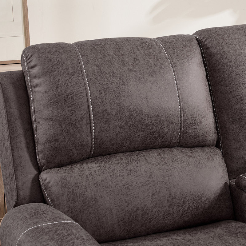75" Wide Manual Reclining Loveseat, Upholstered 2-Seater Sofa with Center Console, Cup Holders and Nailhead Trim