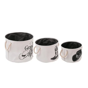  Grand Ole Opry Cowboy Hat and Boot Fabric Basket Set of 3 with Handles (Set of 3)