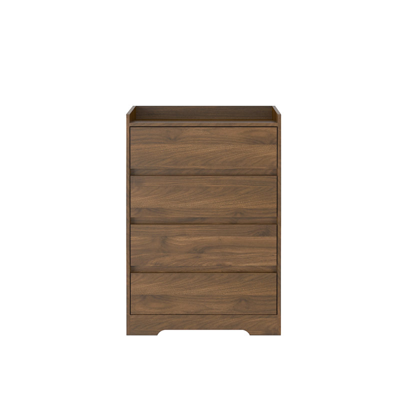 Commode 4 tiroirs, commode sans poignée, commode pour chambre à coucher 100% imperméable, armoire en bois moderne avec cadre robuste pour le salon, l'entrée, la chambre à coucher, le couloir, le bureau