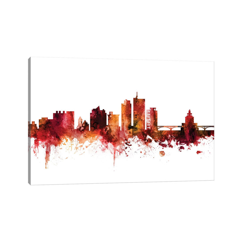 Cedar, Rapids Iowa Skyline by Michael Tompsett - Wrapped Canvas Gallery-Wrapped Canvas Giclée, 20.32 cm H x 30.48 cm W