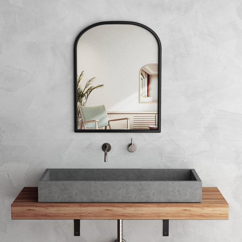 Miroir de salle de bain Bhavith, Noir, 40 po x 33,8 po