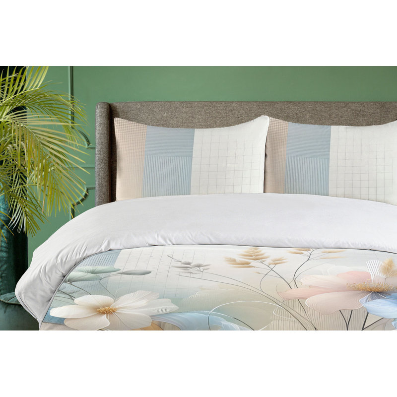 Floral Duvet Cover, California King Duvet Cover + 2 Standard Shams