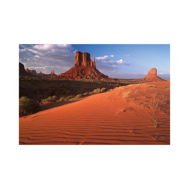 Sand Dunes And The Mittens, Monument Valley Navajo Tribal Park, Arizona by Tim Fitzharris - Wrapped Canvas Print