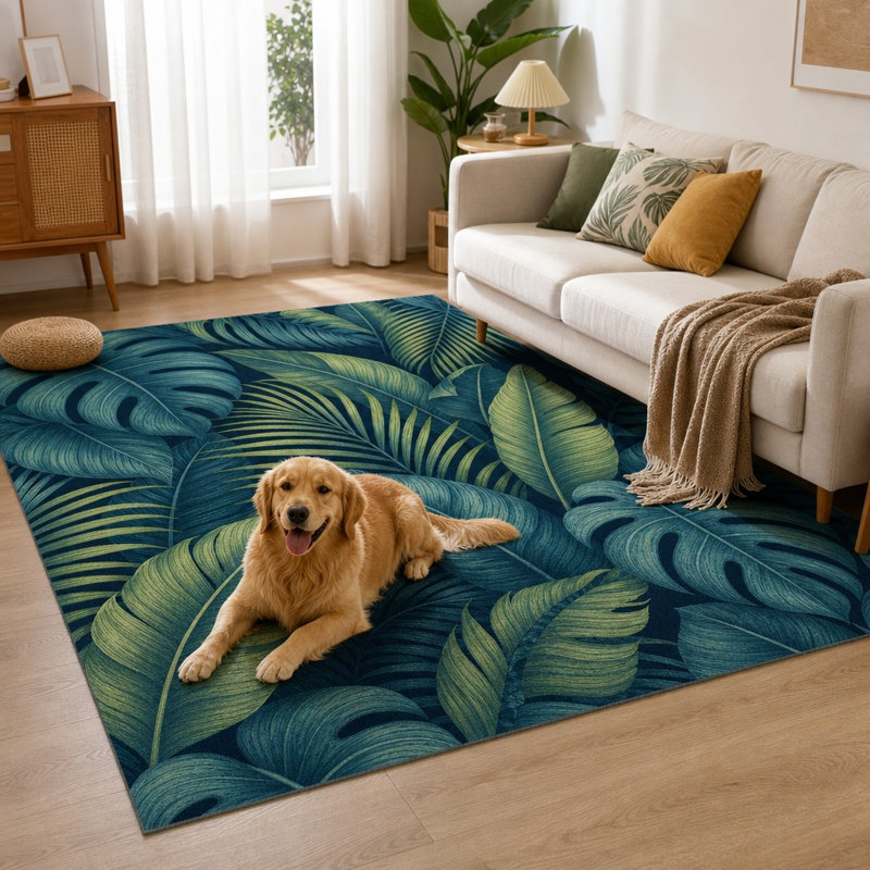 Tapis décoratif à motif de feuilles tropicales 1Pcs, W31,5 * L47,2 po * 1 pièce