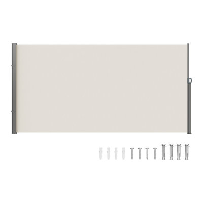 Auvent latéral rétractable, écran d'intimité extérieur en aluminium antirouille de 63 po, pare-brise pliant pour pare-soleil de patio, cour arrière, balcon, terrasses et piscines sur le toit, gris