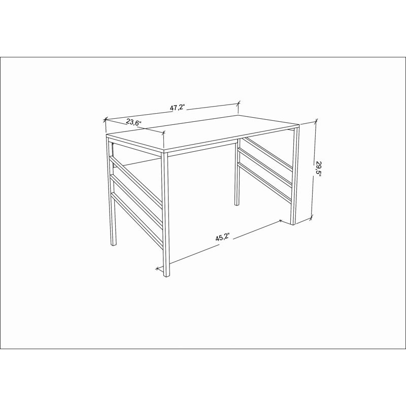 Metal Base Writing Desk, Black/White