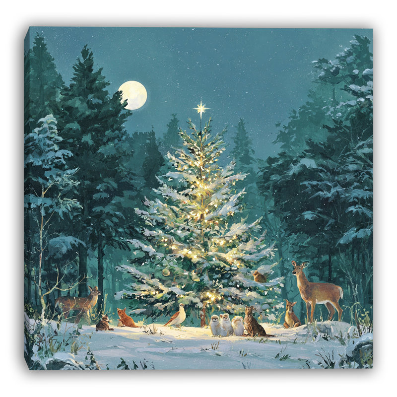 Art mural sur toile Moonlit Woodland Gathering, H 40 po x l 40 po
