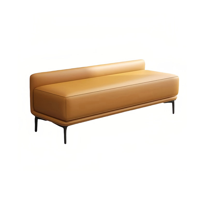 Genuine Leather Upholstered Bench, Orange, 19.68" H x 59.05" W x 18.11" D