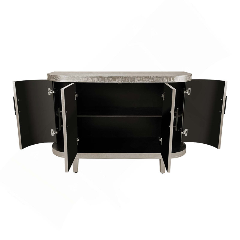 Armoire de rangement décorative moderne de 47,2 pouces avec 4 portes et tablettes intérieures réglables pour le salon, la cuisine, la chambre à coucher et le couloir