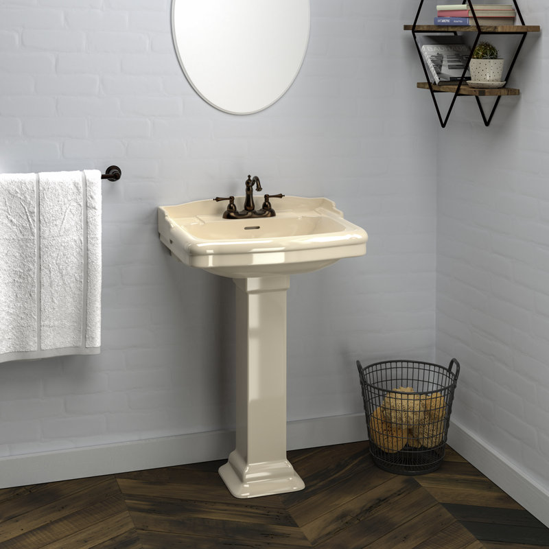 Barclay Stanford 15'' Vitreous China U-Shaped Bathroom Sink with Overflow, Bisque, 4" Centers