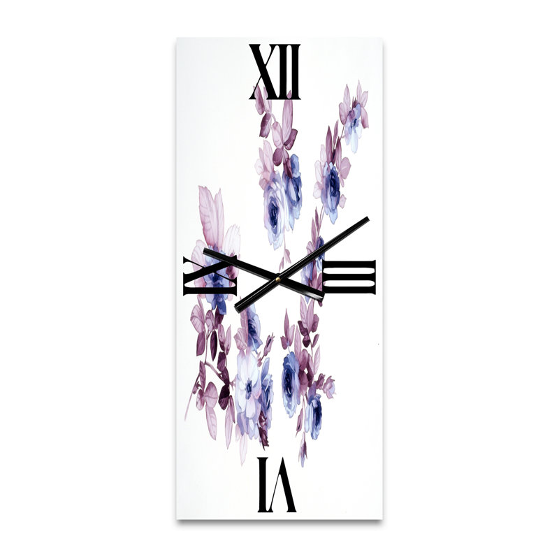 Horloge murale mauve Wildflowers I, Grand