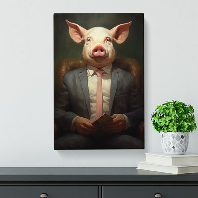 Pig Dadaism Art - Wrapped Canvas